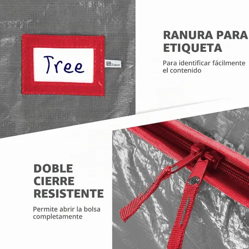 Vista 5 de Zober - Bolsa de almacenamiento para árbol de Navidad - Se adapta a árboles artificiales de 7.5 pies - Bolsa de árbol de Navidad de plástico Gris