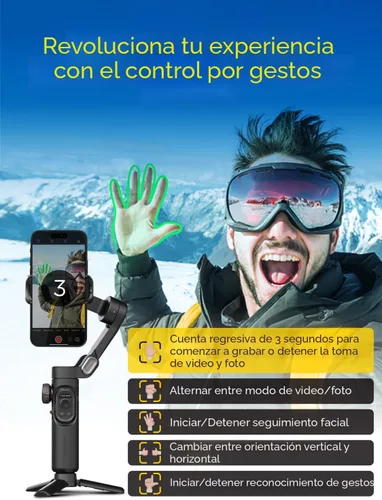 Vista 4 de AOCHUAN - Estabilizador de cardán para iPhone, smartphone con rueda de enfoque, seguimiento de cara/objeto para iPhone 16 15 Pro Max/Android