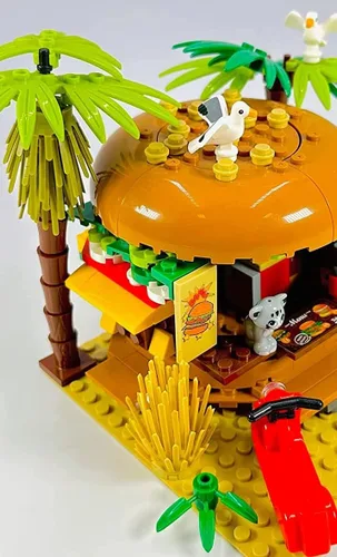 Vista 5 de General Jim's Paradise Burger - Juego de bloques de construcción modulares Experiencia de construcción de ladrillos intrincada y colorida