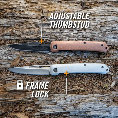 Vista 7 de Gerber Gear Affinity - Cuchillo de bolsillo plegable con borde liso D2, hoja de 3.6 pulgadas, cobre