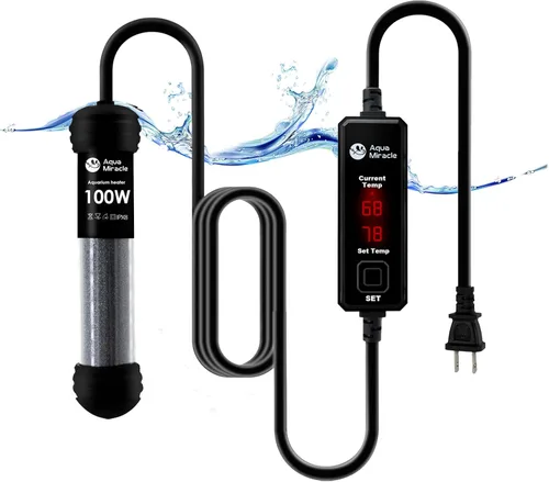 Vista 10 de AquaMiracle Calentador de acuario pequeño mejorado de 50 W, calentador de tanque de peces, calentador de tortuga, súper mini calentador de acuario