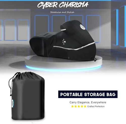 Vista 7 de Funda para motocicleta 420D resistente para todas las estaciones, universal, impermeable, protección al aire libre, 86" XL, funda para vehículo/negro