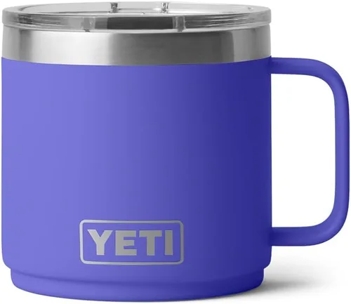 Vista 3 de YETI Rambler - Taza apilable de 14 onzas, aislada al vacío, de acero inoxidable con tapa MagSlider Stackable Violeta ultramar