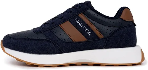 Vista 3 de Nautica Zapatos deportivos de moda Oxford cómodos con cordones para niños y niñas (niños grandes, niños pequeños, niños pequeños)