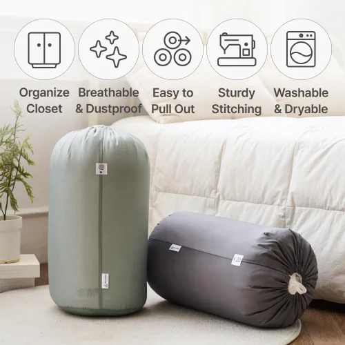 Vista 10 de Roll&Stack - Organizador de bolsas de almacenamiento, S (20 L) x 2, rosa, perfecto para edredones, mantas, ropa de cama, ropa voluminosa y chaquetas