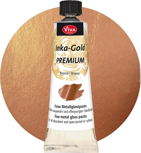 Vista 10 de Viva Decor® Inka Gold Premium Set (oro, oro rosa, oro viejo, 3 x 1,41 oz) pintura acrílica metálica - juego de pintura artesanal - pinturas