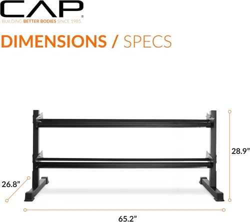 Vista 4 de CAP 280 LB, 550 LB, 1200 LB Dumbbell Set with Horizontal 2-3 Tier Rack, Rubber Hex Free Weights, Home Gym Weight Set for Strength Training