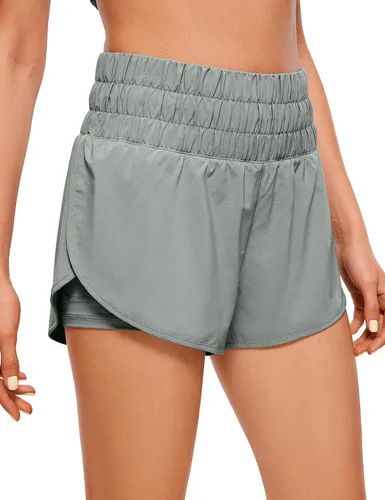 Vista 11 de CRZ YOGA - Pantalones cortos de correr 2 en 1 divididos para mujer de 3 pulgadas - Pantalones cortos de entrenamiento atlético de cintura alta