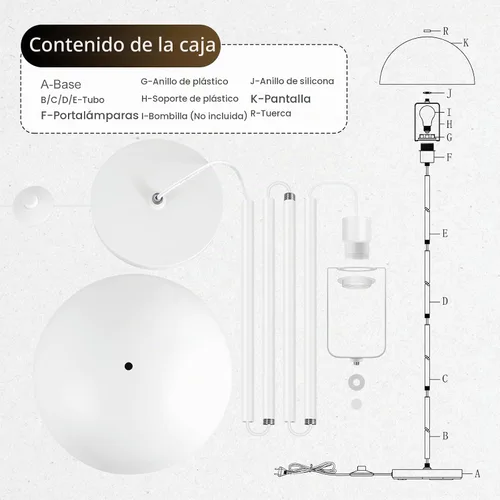 Vista 7 de Lámpara de pie, lámparas de pie industriales blancas para sala de estar, lámpara de pie de 65.6 pulgadas, pantalla de cúpula de hongo retro