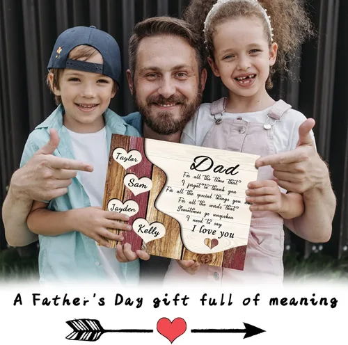 Vista 2 de Eternalart Regalos únicos para papá, abuelo, esposo de hija, hijo, esposa, impresiones en lienzo personalizadas con nombres de niños para padre