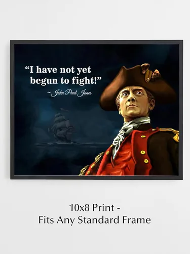 Vista 4 de AMERICAN LUXURY GIFTS Arte de pared vintage militar de la Marina de los Estados Unidos con texto en inglés "I Have Not Yet Begun to Fight John Paul