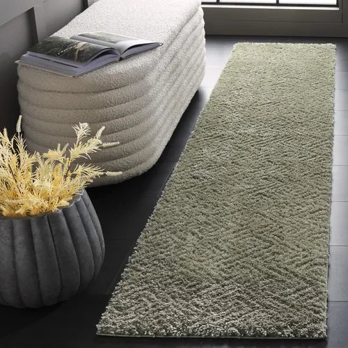 Vista 23 de SAFAVIEH Tahoe Shag Collection - Alfombra de pasillo, 2 x 9 pies, color beige, diseño geométrico, felpa de 1.2 pulgadas de grosor, ideal para zonas