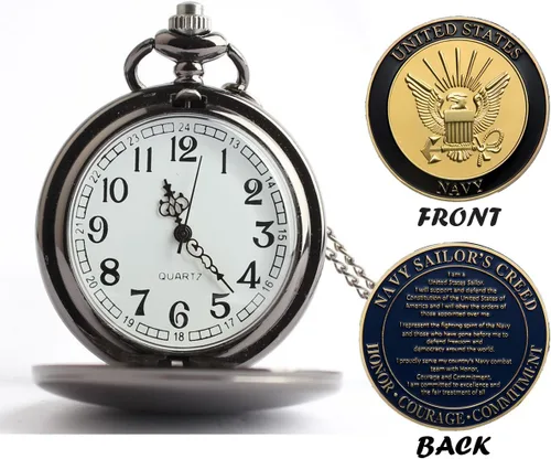 Vista 2 de Regalos para veteranos, reloj de bolsillo para veteranos con ChanllengCoin militar, los mejores regalos del día de los veteranos