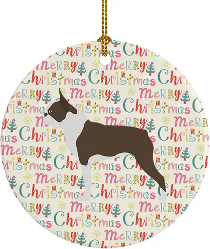 Vista 30 de Caroline's Treasures Affenpinscher - Adorno de cerámica con texto en inglés "Merry Christmas", multicolor para colgar en el árbol de Navidad