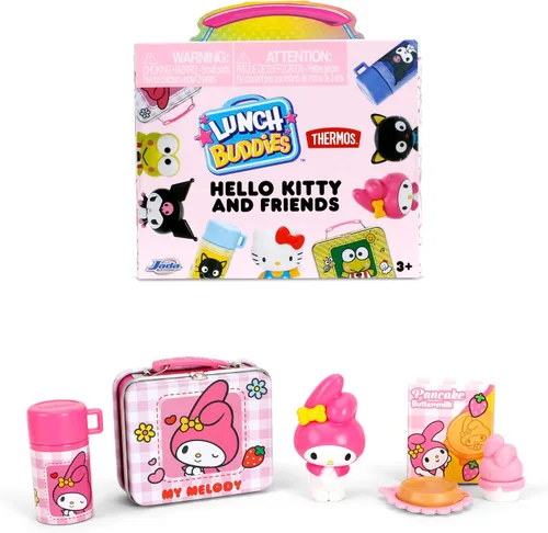 Vista 7 de Jada Lunch Buddies – Lonchera térmica coleccionable con botella de termo, figura y accesorios de comida – Juguete Sanrio de 2 pulgadas – Hello Kitty