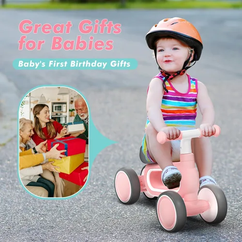 Vista 2 de Bicicleta de Equilibrio para Bebé para Niñas de 1 Año de Edad Regalos, 10-12 Meses Bicicleta de Equilibrio para Niños Pequeños Sin Pedal con 4