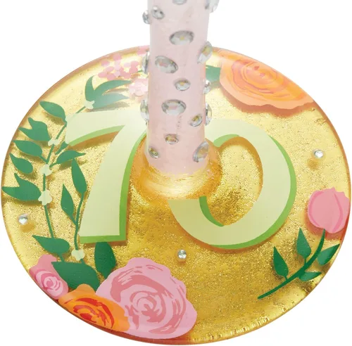 Vista 6 de Enesco Designs by Lolita Happy 70th Birthday - Copa de vino artesanal pintada a mano, 15 onzas, multicolor