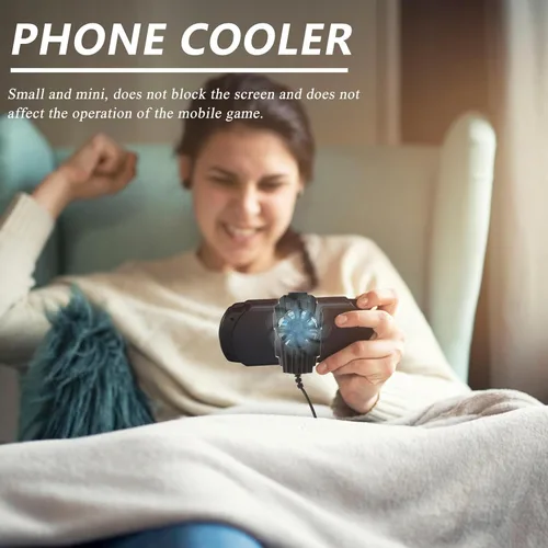 Vista 5 de Mobile Phone Cooler with Retractable Clasp Design and Cooling Plates Black PC Phone Radiator Fan for Heat Dissipation and Easy to Carry and Live