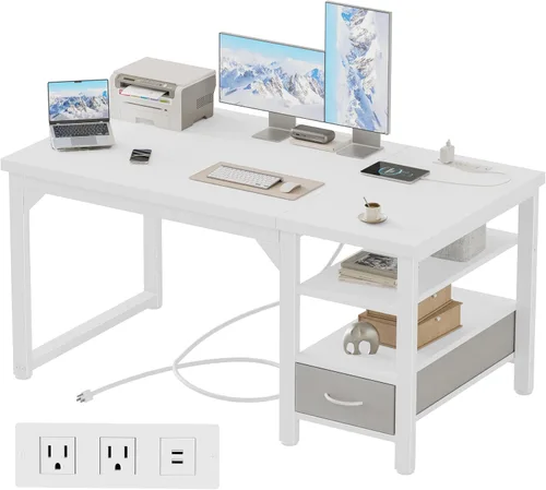 Vista 41 de Mericonia Escritorio para computadora, escritorio de juegos para espacios pequeños, mesa de estilo moderno y simple para oficina en casa, mesa