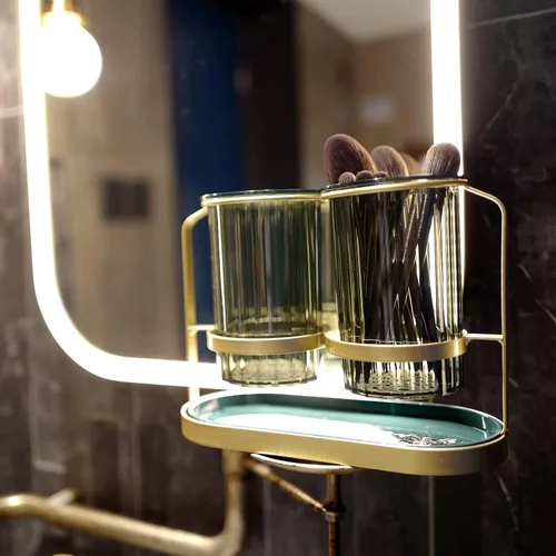 Vista 4 de Soporte dorado para utensilios de cocina y cubiertos para fiesta, cubiertos, cuchara, tenedor, organizador de encimera para cocina, restaurante