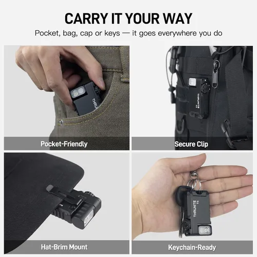 Vista 7 de ThruNite Mini linterna EDC T5, luz de bolsillo magnética recargable con Negro CW