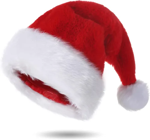 Vista 10 de Sombreros de Papá Noel para adultos, unisex, de terciopelo al tacto, cómodos, sombreros de Navidad para Año Nuevo, fiestas, suministros de Navidad