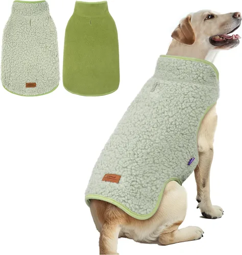 Vista 23 de cyeollo Sherpa - Abrigo reversible para perros pequeños, color rosa, talla S Warm Fleece Winter Sweater, Turtleneck Pet Vest, Adjustable Fit, Easy