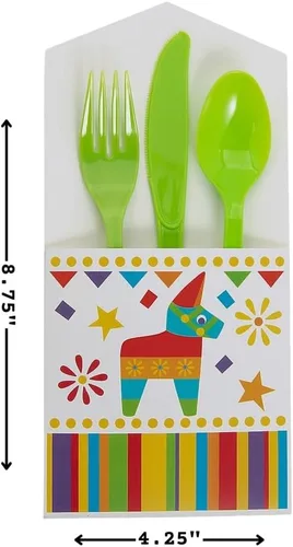 Vista 3 de Fun Express Cubertería Fiesta – 50 piezas – Ideal para Cinco de Mayo, fiestas, cumpleaños y otros eventos