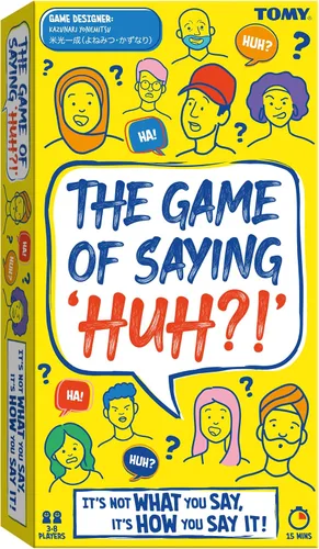Vista 3 de TOMY The Game of Saying 'Huh?!' - Juegos de cartas de impresiones de voz - Divertido juego de fiesta de actuar y adivinar - Juegos de mesa