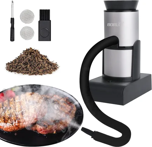 Vista 10 de BORUiT SK305 - Pistola de ahumar, infusor de humo portátil de mano, ahumador de cóctel, kit de ahumador de alimentos para cualquier carne, cóctel
