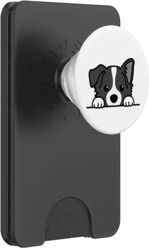 Vista 7 de Lindo Happy Baby Border Collie, cachorro de perro en blanco y negro PopSockets intercambiables PopGrip