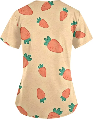 Vista 2 de FlekmanArt Blusas de manga corta para mujer, transpirables, con cuello en V, para verano, 2023