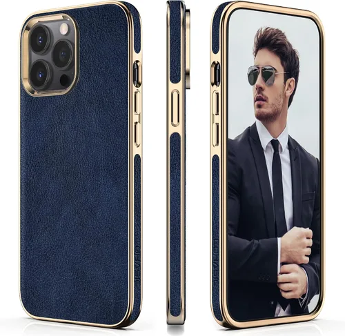 Vista 25 de LOHASIC Funda para iPhone 12 y iPhone 12 Pro - Fundas para teléfono i Phone 12 con borde cromado delgado, fundas de cuero de diseño suave, funda