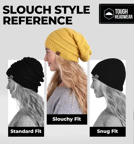Vista 30 de Slouchy Cable tejido Gorro de lana por Tough Headwear – Gorro de lana de gran tamaño Sombreros Gorros Graves Sombreros Para Hombres y Mujeres