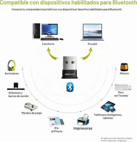 Vista 4 de Adaptador USB Bluetooth Kinivo para PC BTD400 (dongle receptor Bluetooth 4.0, baja energía) - Compatible con Windows 11/10/8.1/8, Raspberry Pi