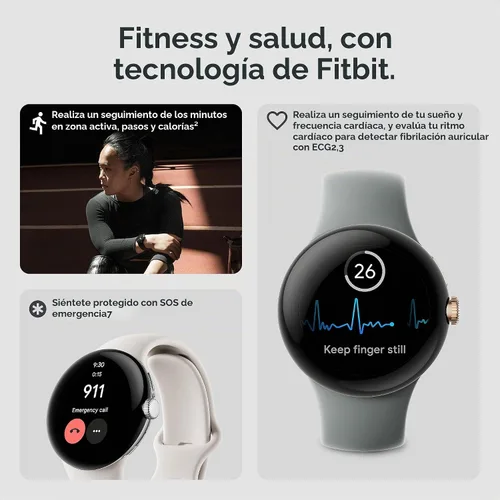 Vista 3 de Google Pixel Watch 1ª generación (modelo anterior) – Reloj inteligente Android con seguimiento de actividad Fitbit – Reloj de seguimiento