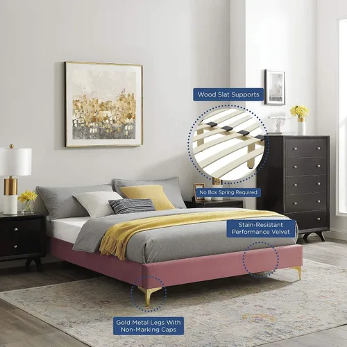 Vista 7 de Modway MOD-6305-DUS Sutton - Marco de cama de terciopelo de rendimiento individual, color rosa polvoriento
