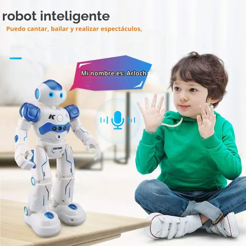 Vista 3 de Juguete de robot RC con detección de gestos inteligente para niños, puede cantar, bailar, hablar, regalo de cumpleaños de Navidad (blanco)