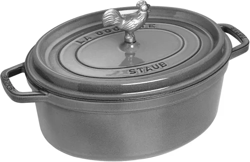 Vista 3 de Staub Hierro fundido Coq au Vin Cocotte de 5.75 cuartos de galón - Albahaca, Hecho en Francia