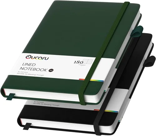 Vista 9 de Oucaru Cuaderno rayado, paquete de 4, 180 páginas, diarios A5 para escribir, papel grueso de 100 GSM, cuadernos pequeños diarios para mujeres