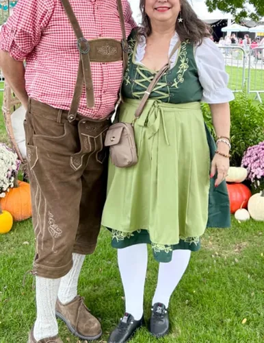 Vista 5 de JASAMBAC Vestido de tirolesa alemana para mujer, disfraz de 3 piezas, carnaval de Oktoberfest Verde militar