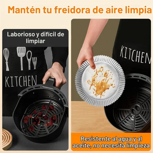 Vista 3 de Trazadores de líneas de la freidora de aire del papel de aluminio 100pcs, forro de papel desechable de la freidora