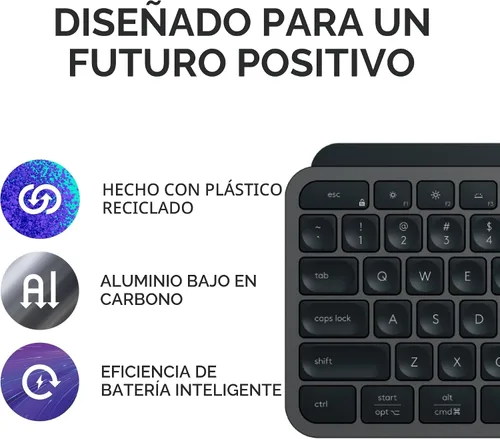 Vista 10 de Logitech MX Keys S Combo - Teclado y ratón inalámbrico de alto rendimiento con reposa muñeca, iluminación personalizable, desplazamiento rápido