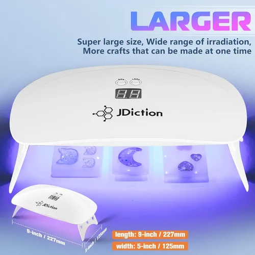 Vista 4 de JDiction Luz UV para resina, luz de resina UV súper grande con pantalla LED, lámpara UV portátil ligera de mayor potencia para resina UV