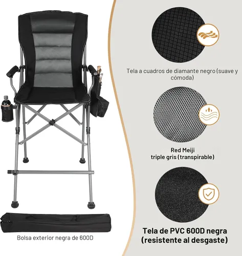 Vista 7 de Sillas plegables extra altas Stonehomy para adultos 330lbs, sillas director plegables de altura de barra portátiles para acampar al aire libre