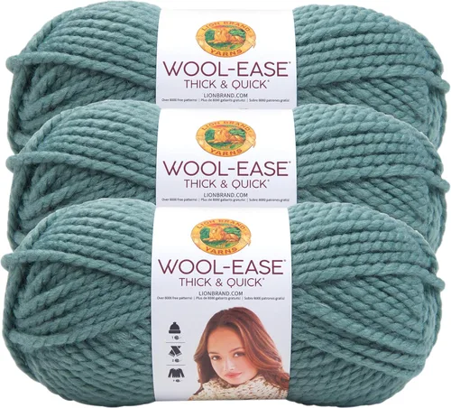 Vista 150 de Lion Brand Yarn - Ovillo de lana Wool-Ease Thick & Quick color fuerza aérea Super Bulky Wool Acrylic Blend Fiber for Soft Hats, Sweaters, Chunky