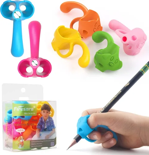 Vista 11 de Firesara - Empuñaduras de entrenamiento para lápiz, agarre de entrenamiento para niños, ergonómico, 5 dedos, juegos fijos para corrección de postura