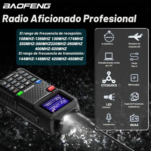 Vista 2 de Baofeng Radio radioaficionado de mano AR-5RM 10W UV-5R Actualización NOAA 2