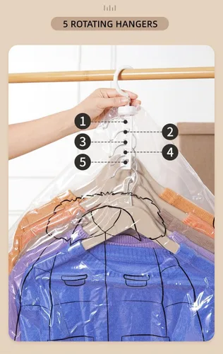 Vista 3 de Elebac 6 bolsas largas de almacenamiento al vacío para ropa, bolsas de espacio selladoras al vacío para abrigo, bolsas de compresión para ropa