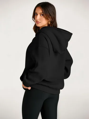 Vista 4 de EFAN - Sudadera con capucha para mujer - Sudadera de vellón sobredimensionada con mangas largas para otoño e invierno, ropa de moda inspirada